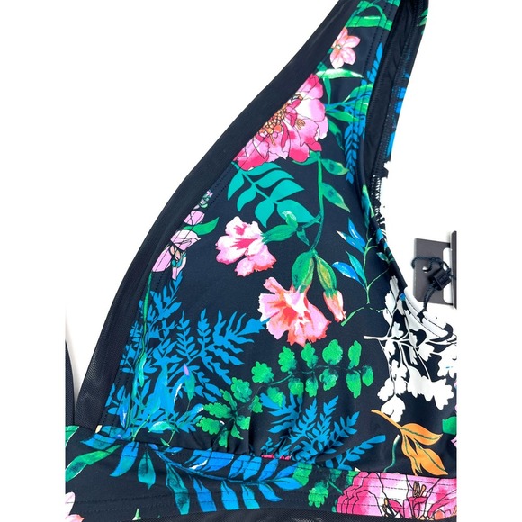 Tommy Hilfiger Navy Floral Bikini Swim Top Medium - Picture 4 of 6
